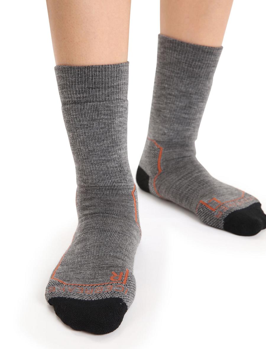 Gritstone Heather / Black Icebreaker Merino Hike+ Medium Crew Women's Socks | AU 1431GSOL